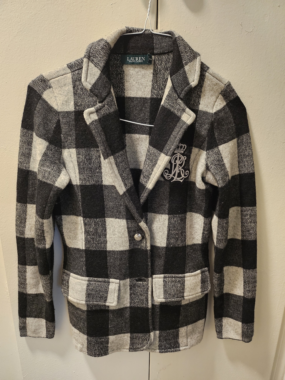 Lauren Ralph Lauren Black and White Plaid wool Jacket Size XS - Picture 1 of 5